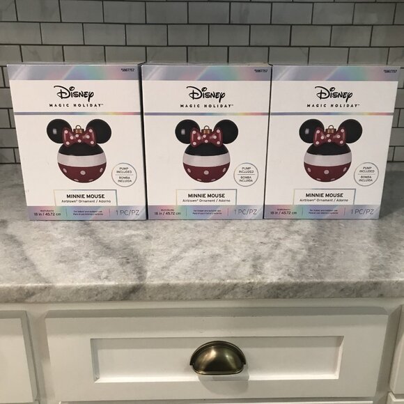Disney Minnie Mouse Airblown Ornament Christmas New Set of 3 18" Pump Included - Picture 1 of 8